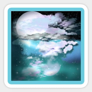 pale moon fantasy landscape Sticker